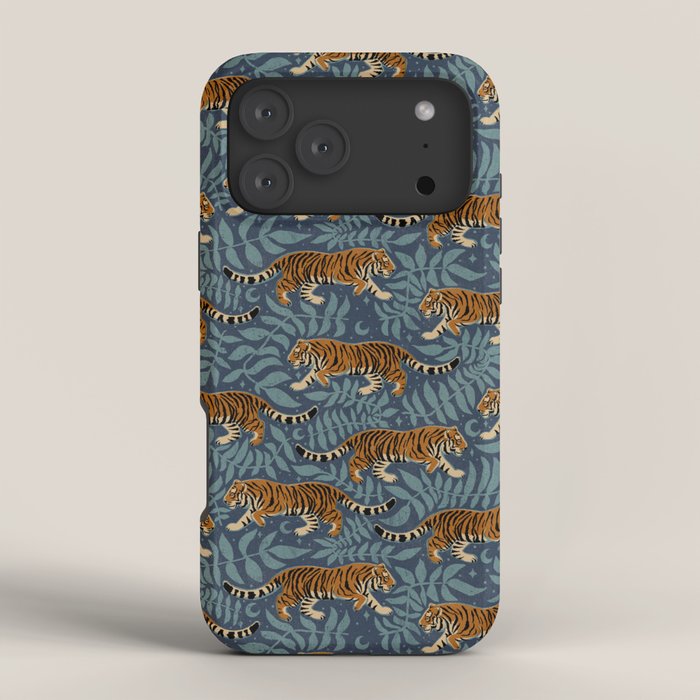 Tigers - dusky blue iPhone Case Gallery Image 4