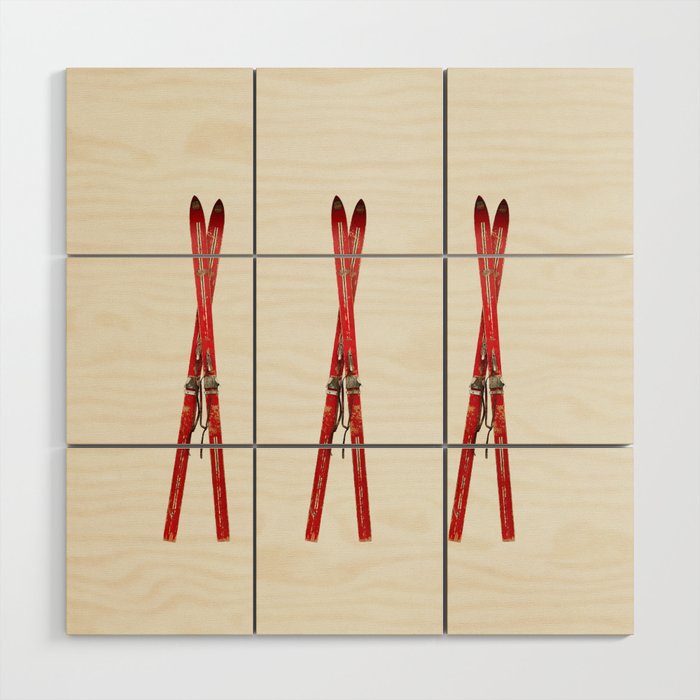 Vintage Skis Wood Wall Art Gallery Image 3