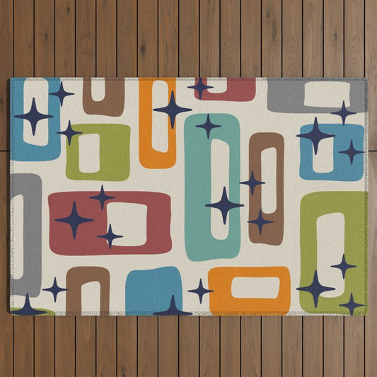 Retro Mid Century Modern Abstract Pattern 224 Atomic Googie Outdoor Rug Gallery Image 2