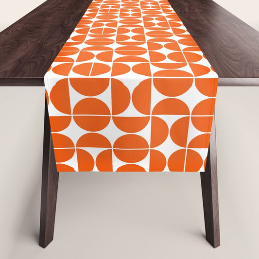 Mid Century Modern Geometric 04 Orange Table Runner Gallery Image 1