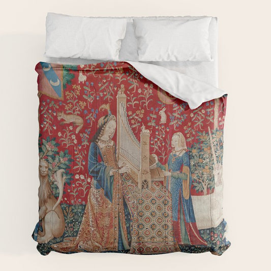 Lady and Unicorn Medieval Tapestry Hearing Comforter Gallery Image 2