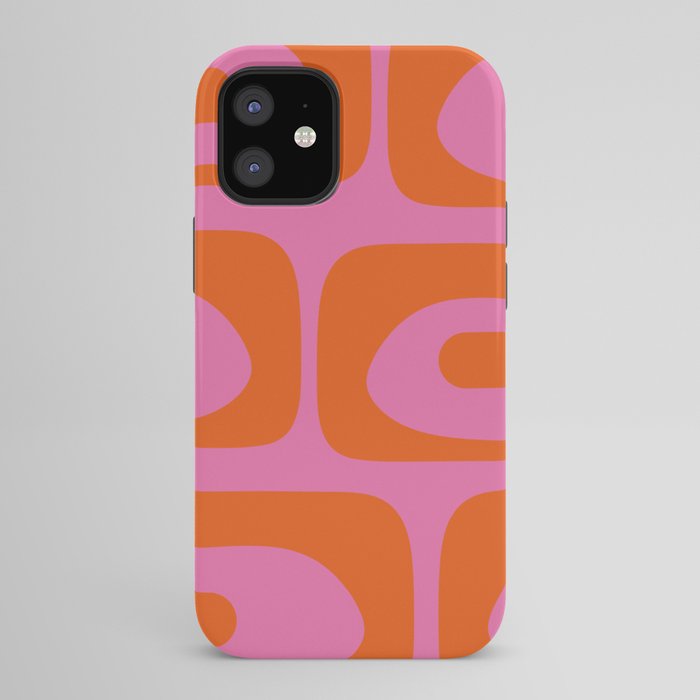 Mid-Century Modern Piquet Minimalist Abstract in Hot Pink and Retro Red Orange iPhone Case Gallery Image 42
