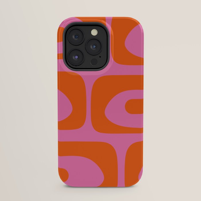 Mid-Century Modern Piquet Minimalist Abstract in Hot Pink and Retro Red Orange iPhone Case Gallery Image 31