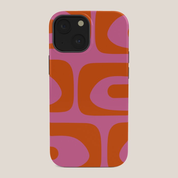Mid-Century Modern Piquet Minimalist Abstract in Hot Pink and Retro Red Orange iPhone Case Gallery Image 34