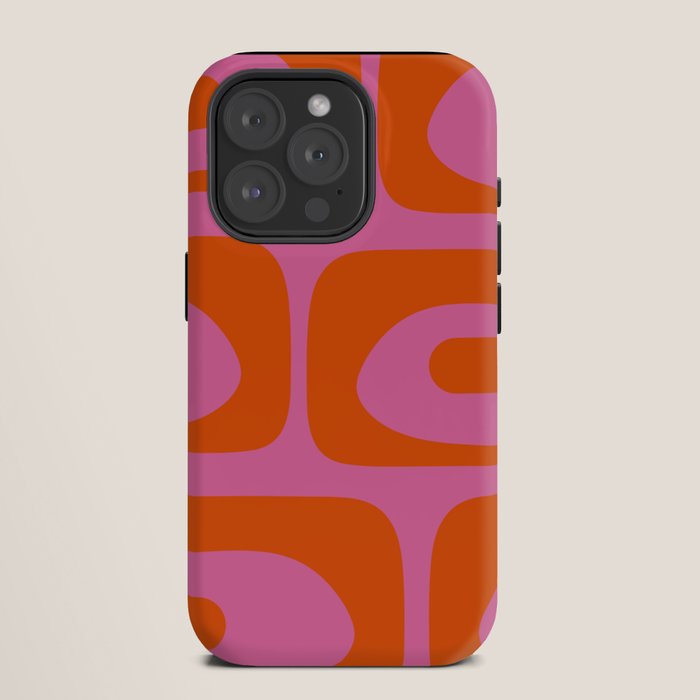 Mid-Century Modern Piquet Minimalist Abstract in Hot Pink and Retro Red Orange iPhone Case Gallery Image 11