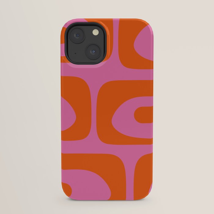 Mid-Century Modern Piquet Minimalist Abstract in Hot Pink and Retro Red Orange iPhone Case Gallery Image 29