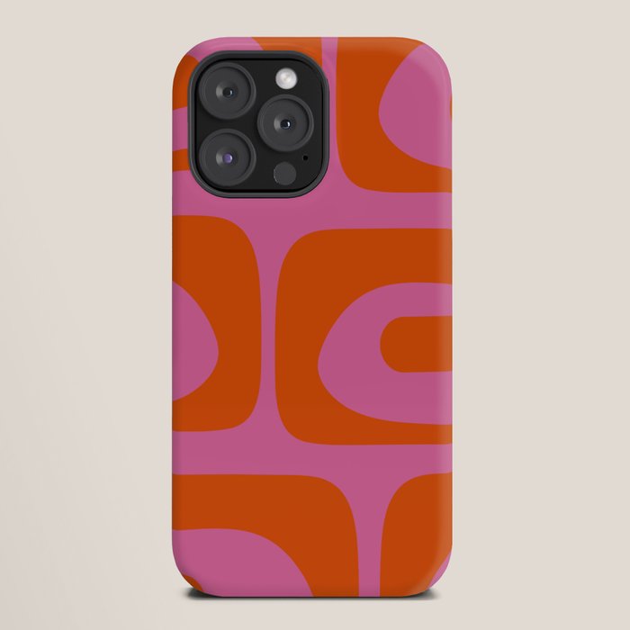 Mid-Century Modern Piquet Minimalist Abstract in Hot Pink and Retro Red Orange iPhone Case Gallery Image 20