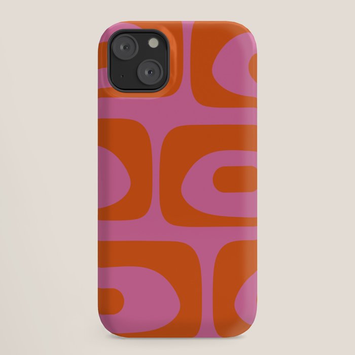 Mid-Century Modern Piquet Minimalist Abstract in Hot Pink and Retro Red Orange iPhone Case Gallery Image 18
