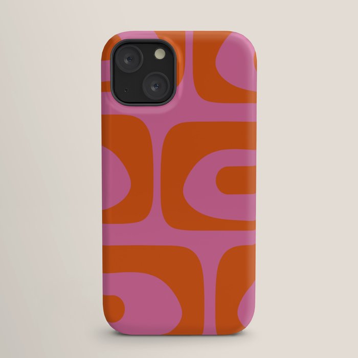 Mid-Century Modern Piquet Minimalist Abstract in Hot Pink and Retro Red Orange iPhone Case Gallery Image 17