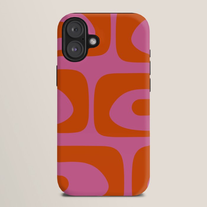 Mid-Century Modern Piquet Minimalist Abstract in Hot Pink and Retro Red Orange iPhone Case Gallery Image 10