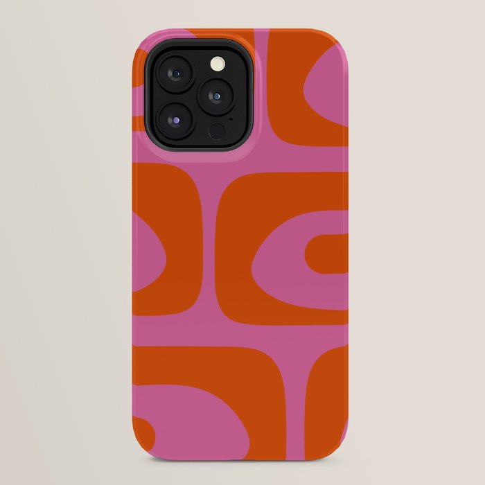Mid-Century Modern Piquet Minimalist Abstract in Hot Pink and Retro Red Orange iPhone Case Gallery Image 24