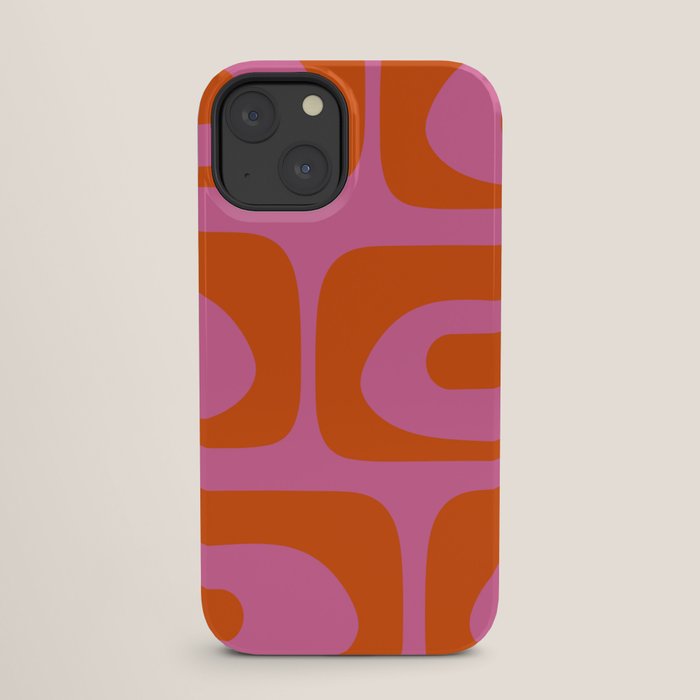 Mid-Century Modern Piquet Minimalist Abstract in Hot Pink and Retro Red Orange iPhone Case Gallery Image 25