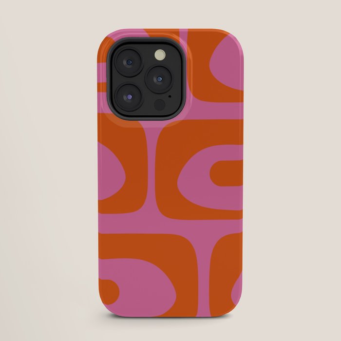Mid-Century Modern Piquet Minimalist Abstract in Hot Pink and Retro Red Orange iPhone Case Gallery Image 27