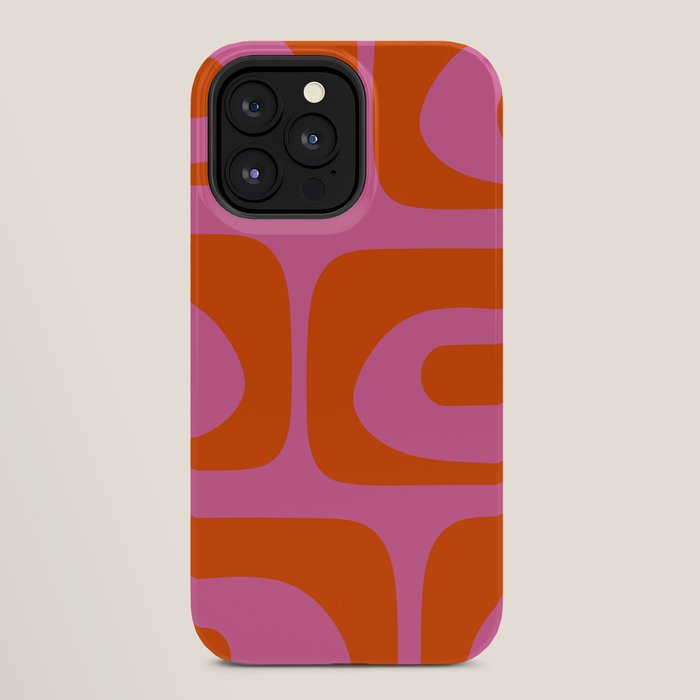 Mid-Century Modern Piquet Minimalist Abstract in Hot Pink and Retro Red Orange iPhone Case Gallery Image 28
