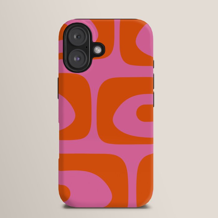 Mid-Century Modern Piquet Minimalist Abstract in Hot Pink and Retro Red Orange iPhone Case Gallery Image 13