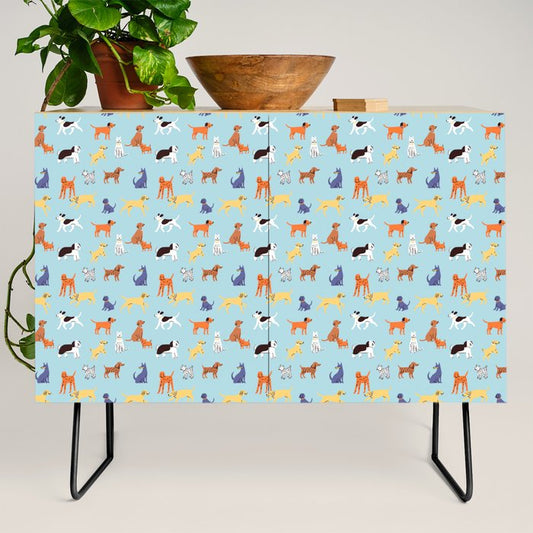 Funny dog animal cartoon art pattern Credenza Gallery Image 2