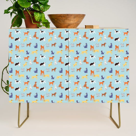 Funny dog animal cartoon art pattern Credenza Gallery Image 1