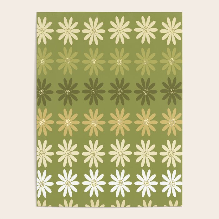 Ombre Abstract Daisies on Olive Green Poster Gallery Image 2
