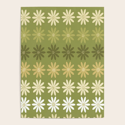 Ombre Abstract Daisies on Olive Green Poster Gallery Image 2