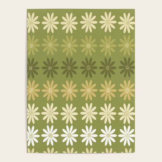 Ombre Abstract Daisies on Olive Green Poster Gallery Image 2