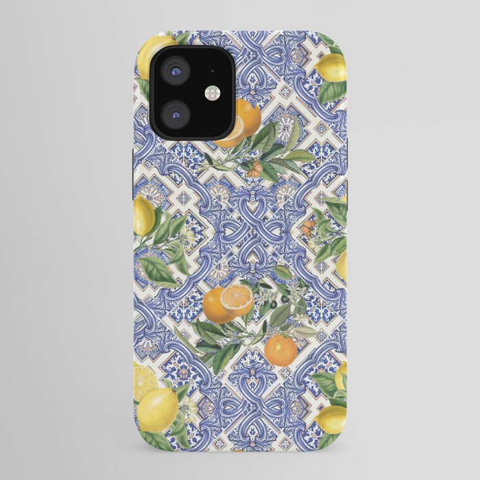 Mediterranean blue ceramic tiles, citrus fruit, lemons and oranges iPhone Case Gallery Image 41