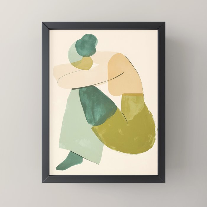 Sage Green Abstract Woman Painting Mini Art Print Gallery Image 3