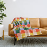 Checkered Rainbow Retro Vibe Throw Blanket Gallery Image 1