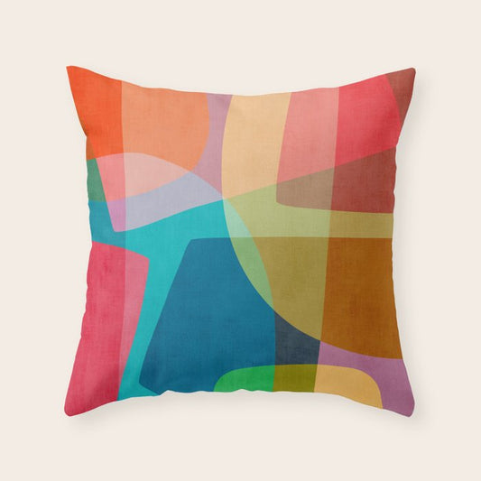 Colorful Modern Abstract Vibrant Colors Throw Pillow Gallery Image 1