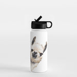 Sneaky Llama White Water Bottle Gallery Image 1