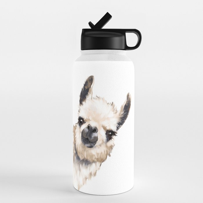 Sneaky Llama White Water Bottle Gallery Image 4