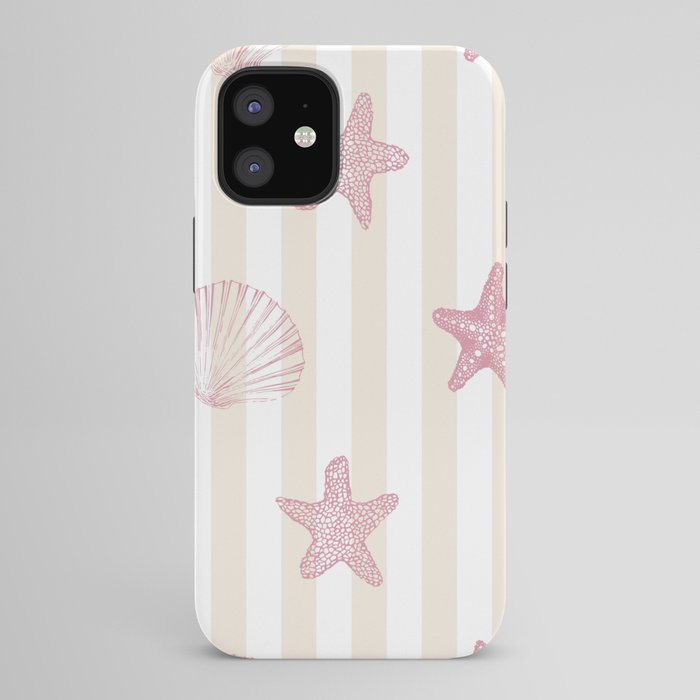 Blush Pink Seashell & Starfish on Beige and White iPhone Case Gallery Image 42