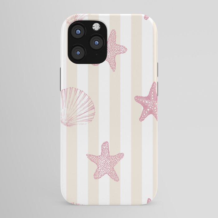 Blush Pink Seashell & Starfish on Beige and White iPhone Case Gallery Image 43