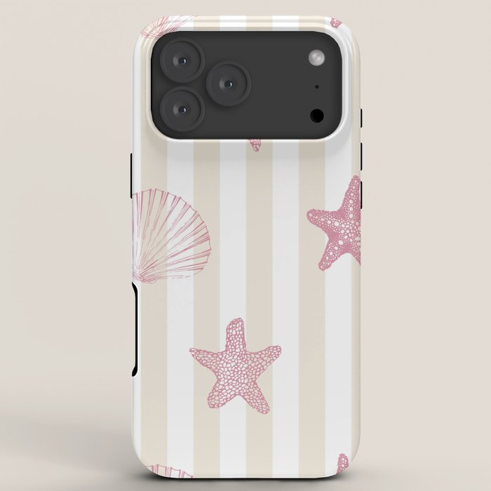 Blush Pink Seashell & Starfish on Beige and White iPhone Case Gallery Image 8