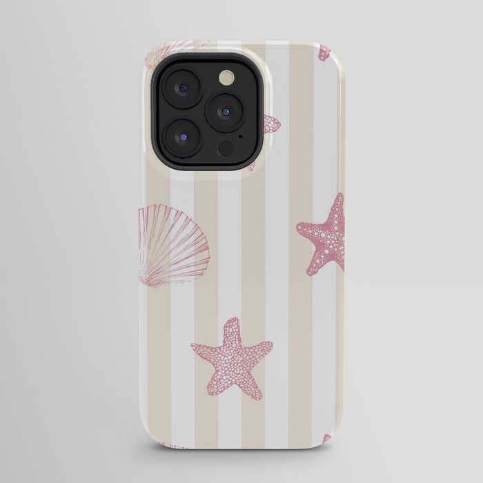 Blush Pink Seashell & Starfish on Beige and White iPhone Case Gallery Image 23