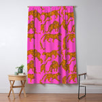 Abstract leopard with red lips illustration in fuchsia background Window Curtain Gallery Image 1