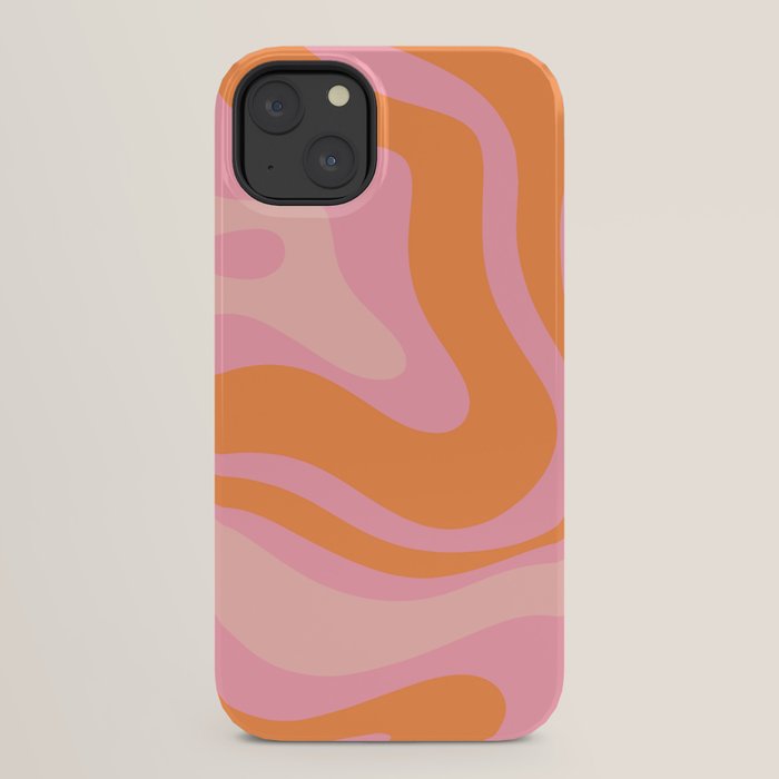Modern Liquid Swirl Abstract Pattern Square in Retro Pink and Orange iPhone Case Gallery Image 30