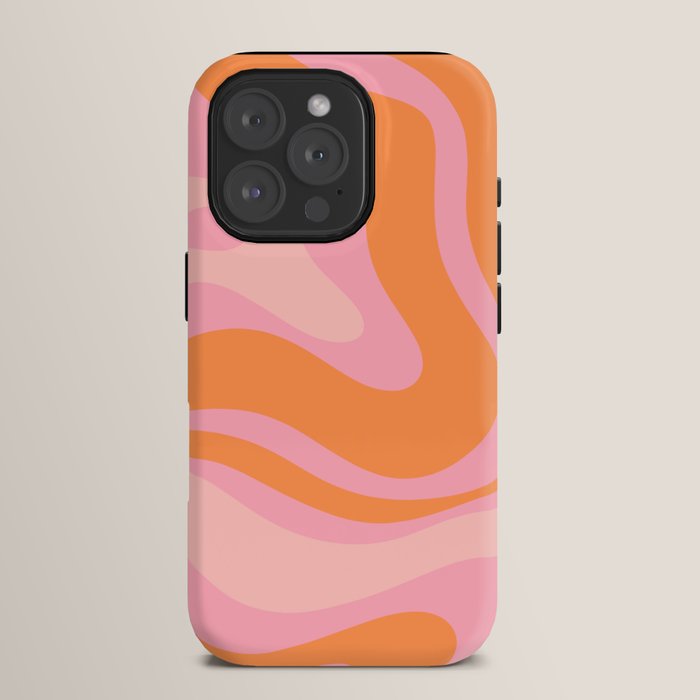 Modern Liquid Swirl Abstract Pattern Square in Retro Pink and Orange iPhone Case Gallery Image 15