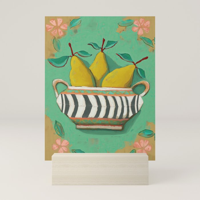 Striped Bowl with Pears Mini Art Print Gallery Image 5