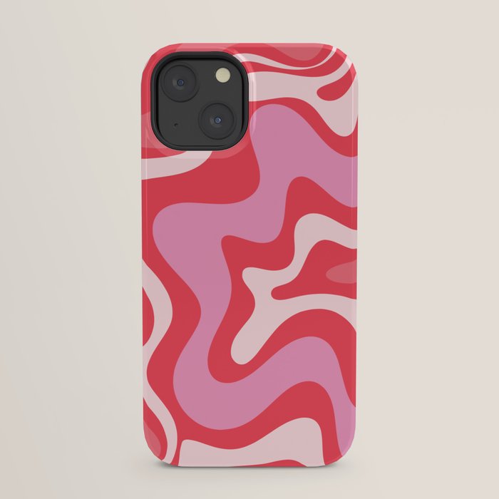 Retro Liquid Swirl Abstract Pattern Cherry Red Pink iPhone Case Gallery Image 29