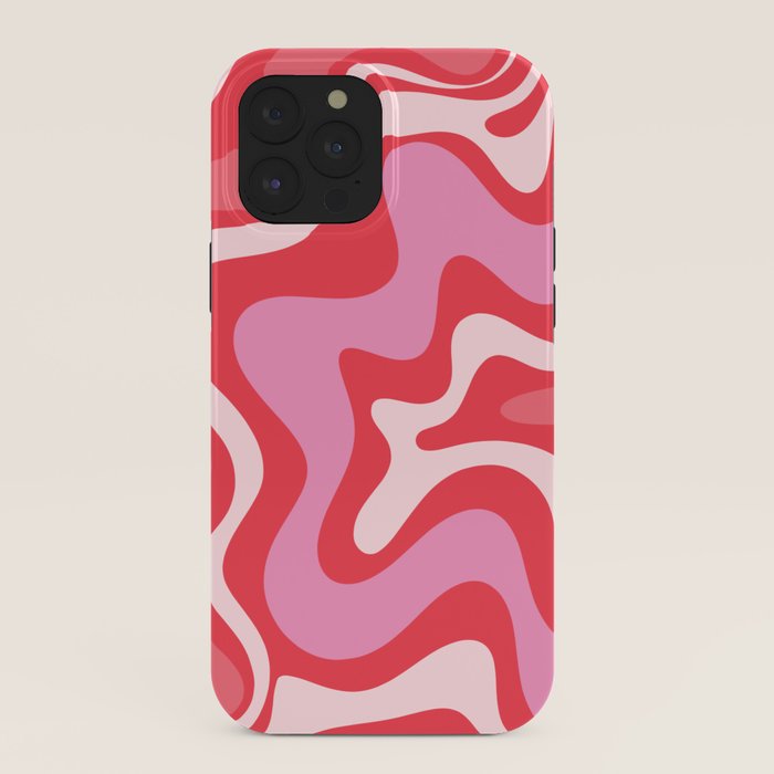 Retro Liquid Swirl Abstract Pattern Cherry Red Pink iPhone Case Gallery Image 40