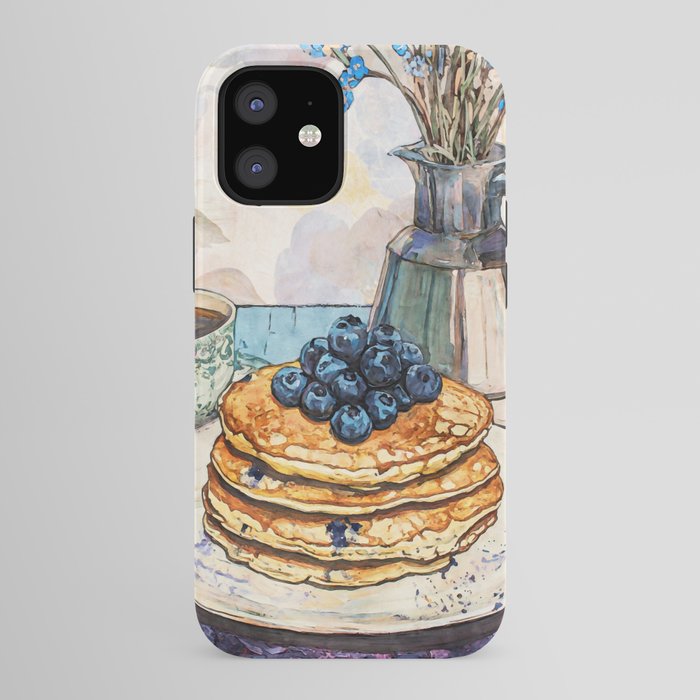 Blueberry Pancakes and Coffee Watercolor Breakfast Still Life iPhone Case Gallery Image 41
