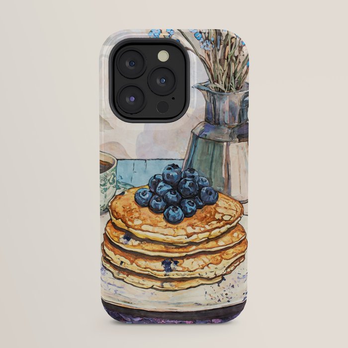 Blueberry Pancakes and Coffee Watercolor Breakfast Still Life iPhone Case Gallery Image 31