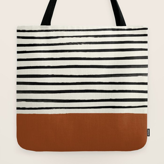 Burnt Orange x Stripes Tote Bag Gallery Image 2