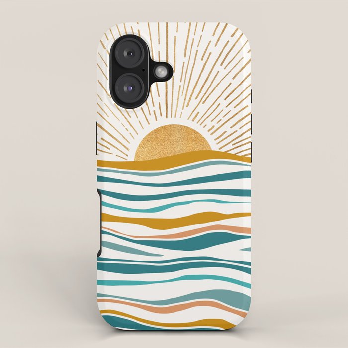The Sun and The Sea - Gold and Teal iPhone Case Gallery Image 1