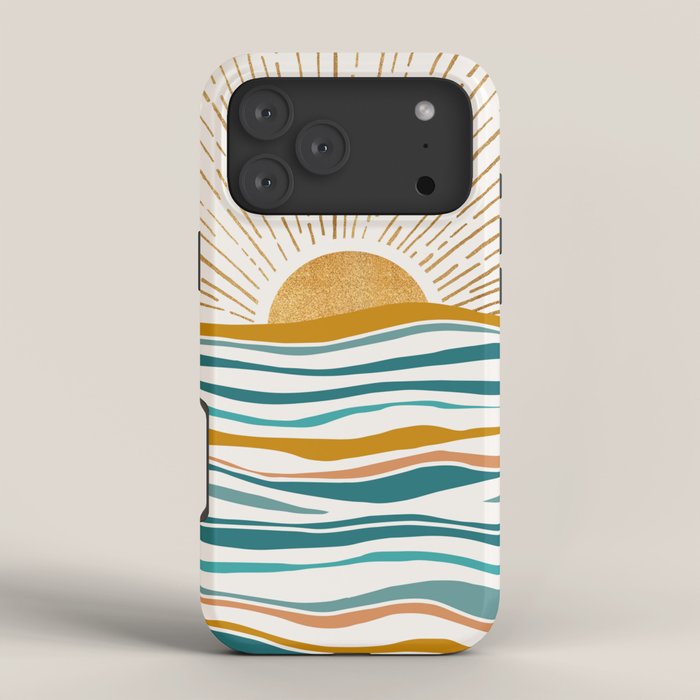 The Sun and The Sea - Gold and Teal iPhone Case Gallery Image 4