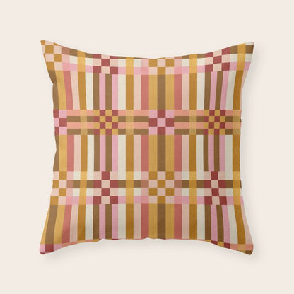 Woven Checks and Stripes - Harvest Gold Throw Pillow Gallery Image 1
