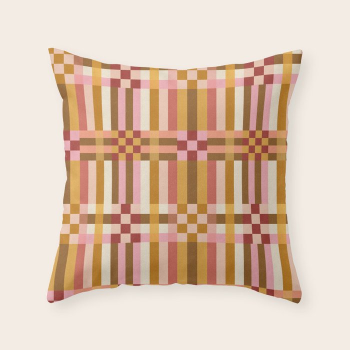 Woven Checks and Stripes - Harvest Gold Throw Pillow Gallery Image 4