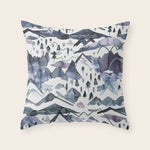 Mountains Watercolor Nature Trees Ski Snow Blue Indigo Throw Pillow Gallery Image 1