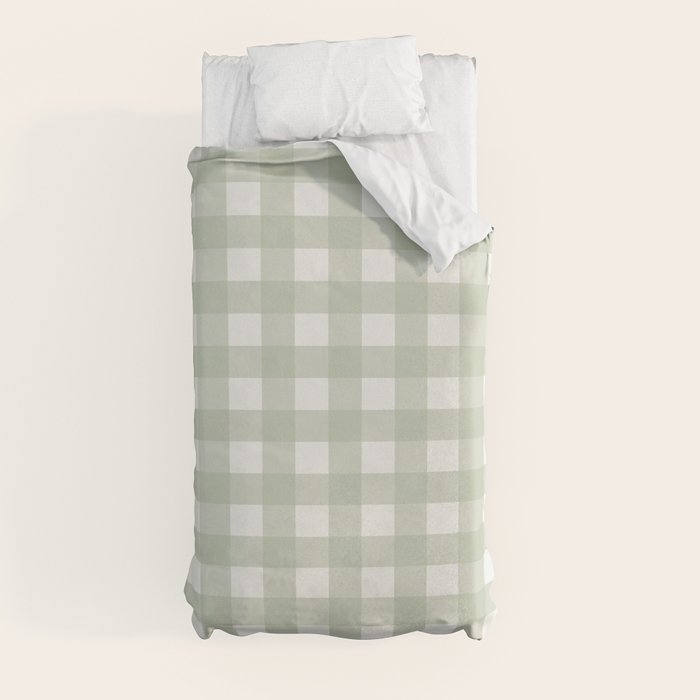 Sage Green Gingham Check Pattern Duvet Cover Gallery Image 4