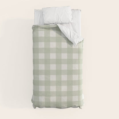 Sage Green Gingham Check Pattern Duvet Cover Gallery Image 9
